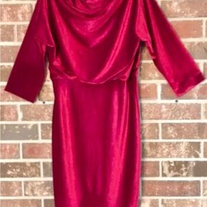 Belle Badgely Mischka Wallis red velvet dress